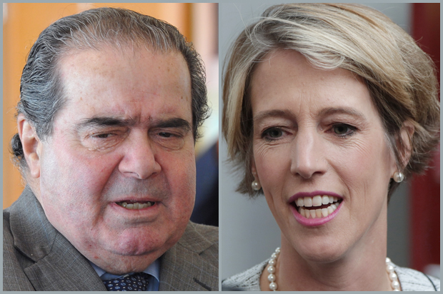 Antonin Scalia, Zephyr Teachout (AP/Dave Tulis/Mark Lennihan)