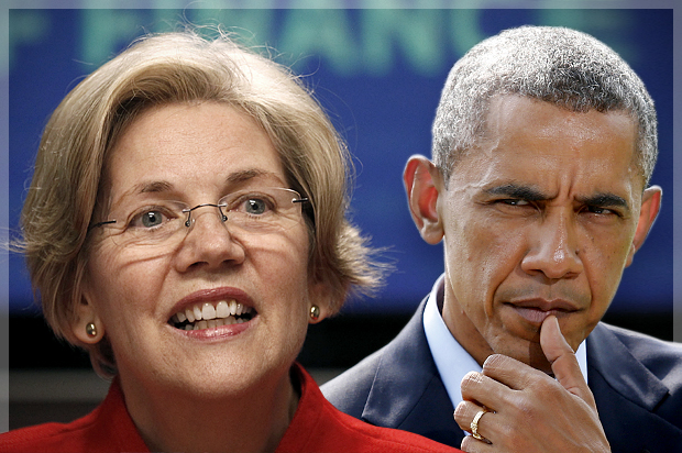 Elizabeth Warren, Barack Obama (Reuters/Kevin Lamarque/Yuri Gripas/photo montage by Salon)