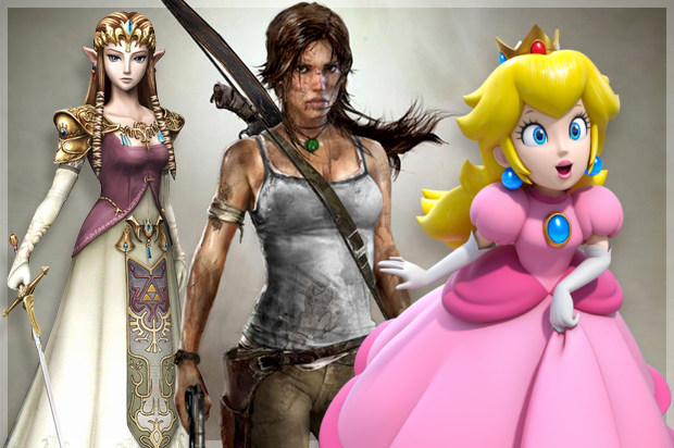 Princess Zelda, Lara Croft, Princess Peach (Wikimedia/Square Enix Ltd./Nintendo)