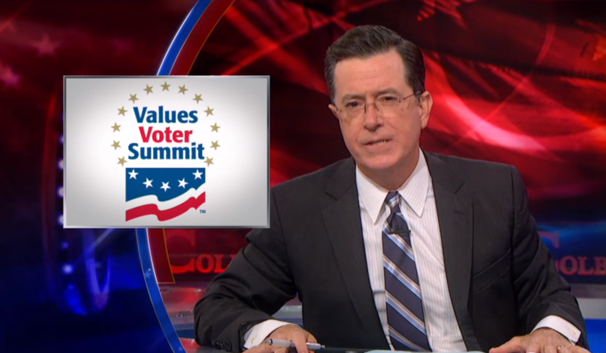 Stephen Colbert on Values Voter Summit (screenshot/"The Colbert Report")