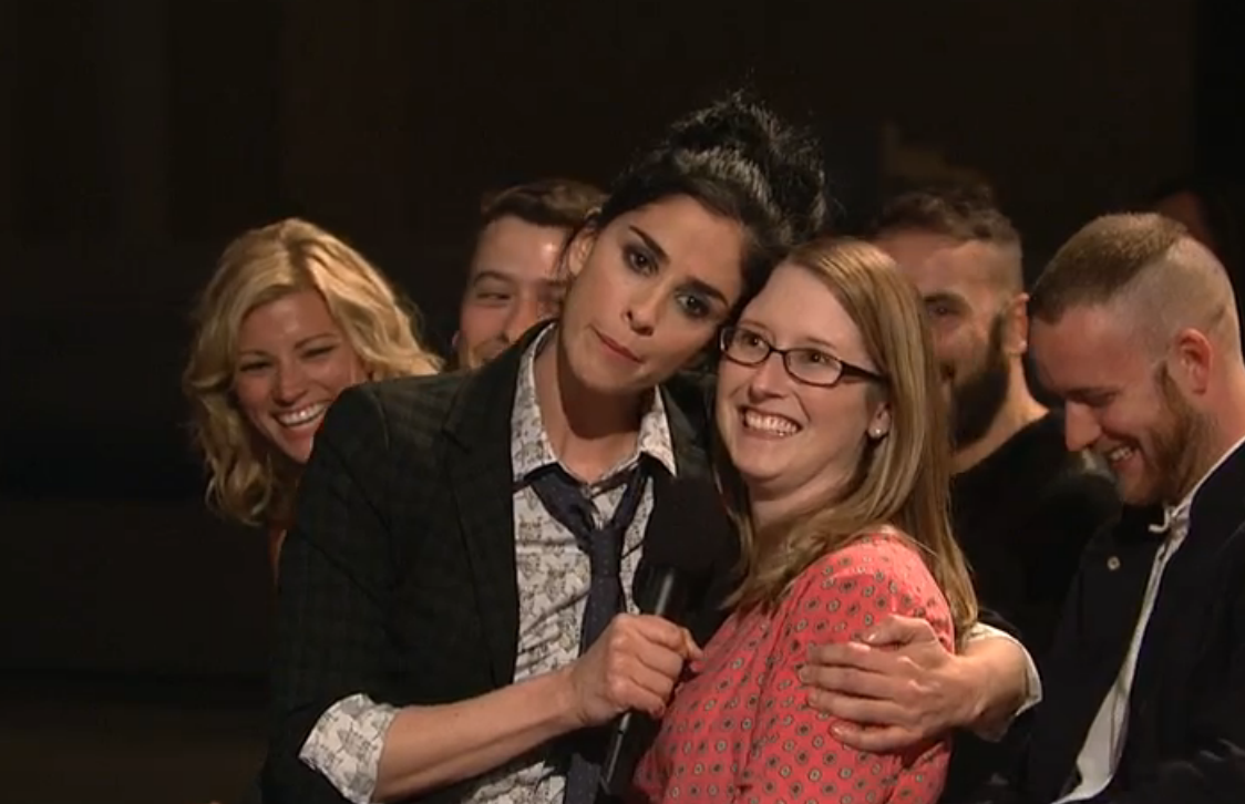Sarah Silverman gets close with the audience (Screenshot/"Saturday Night Live")