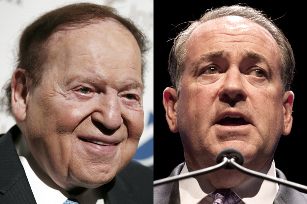 Sheldon Adelson, Mike Huckabee (Reuters/Mike Segar/Brian Frank)