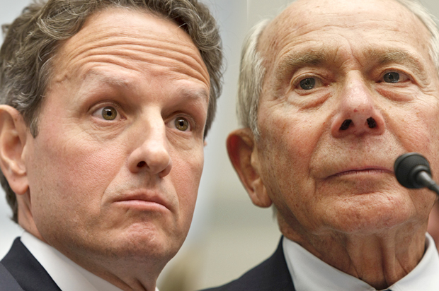 Timothy Geithner, Hank Greenberg (AP/J. Scott Applewhite/Gerald Herbert/photo montage by Salon)