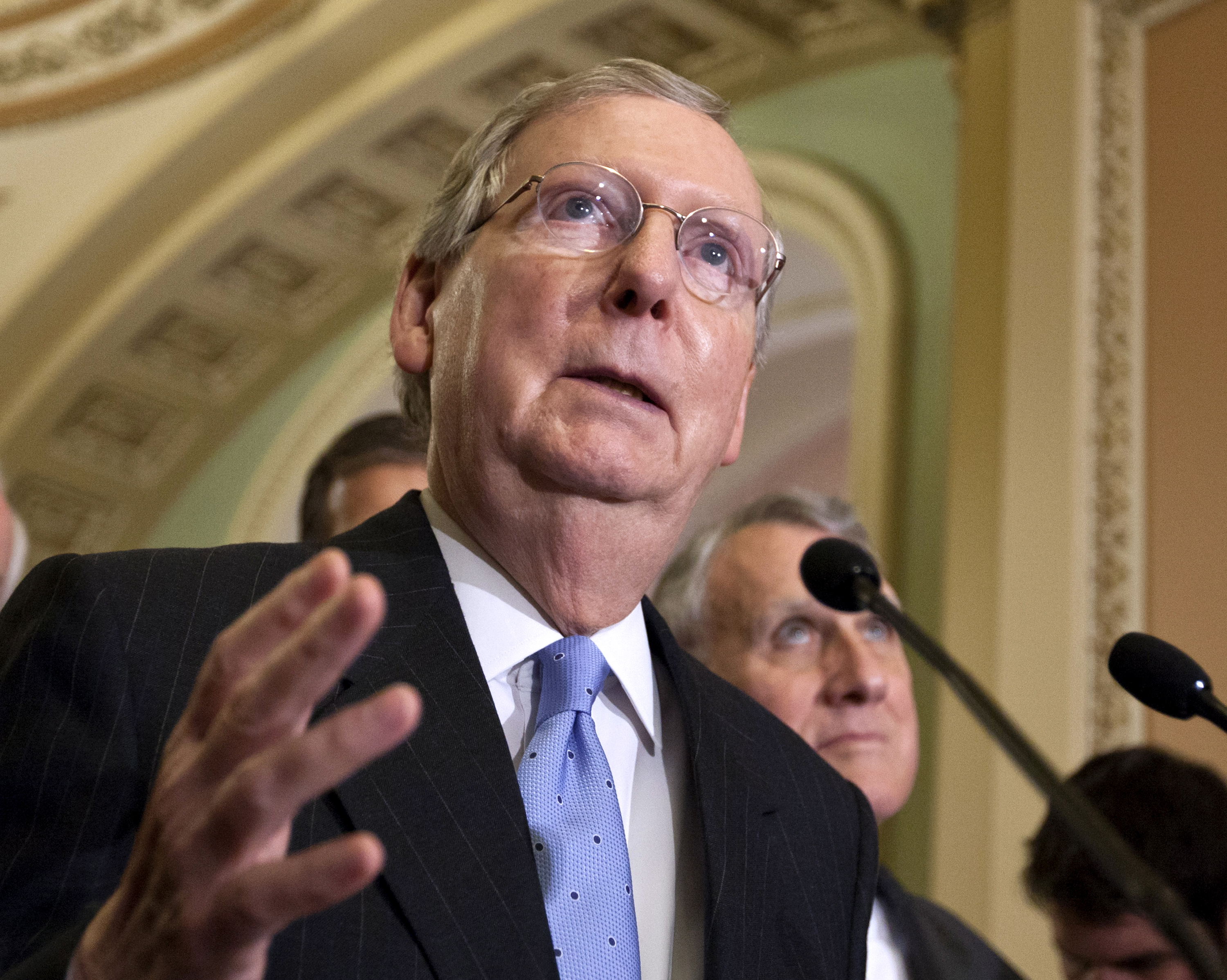 In this May 22, 2012 file photo, Senate Minority Leader Mitch McConnell of Ky. speaks on Capitol Hill in Washington. (AP Photo/J. Scott Applewhite, File)