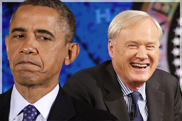 Barack Obama, Chris Matthews (Reuters/Kevin Lamarque/Yuri Gripas/photo montage by Salon)