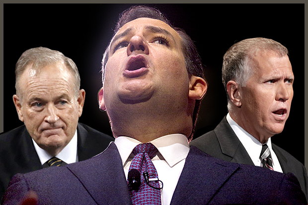 Bill O'Reilly, Ted Cruz, Thom Tillis (Reuters/Mike Segar/Jeff Malet, maletphoto.com/AP/photo montage by Salon)