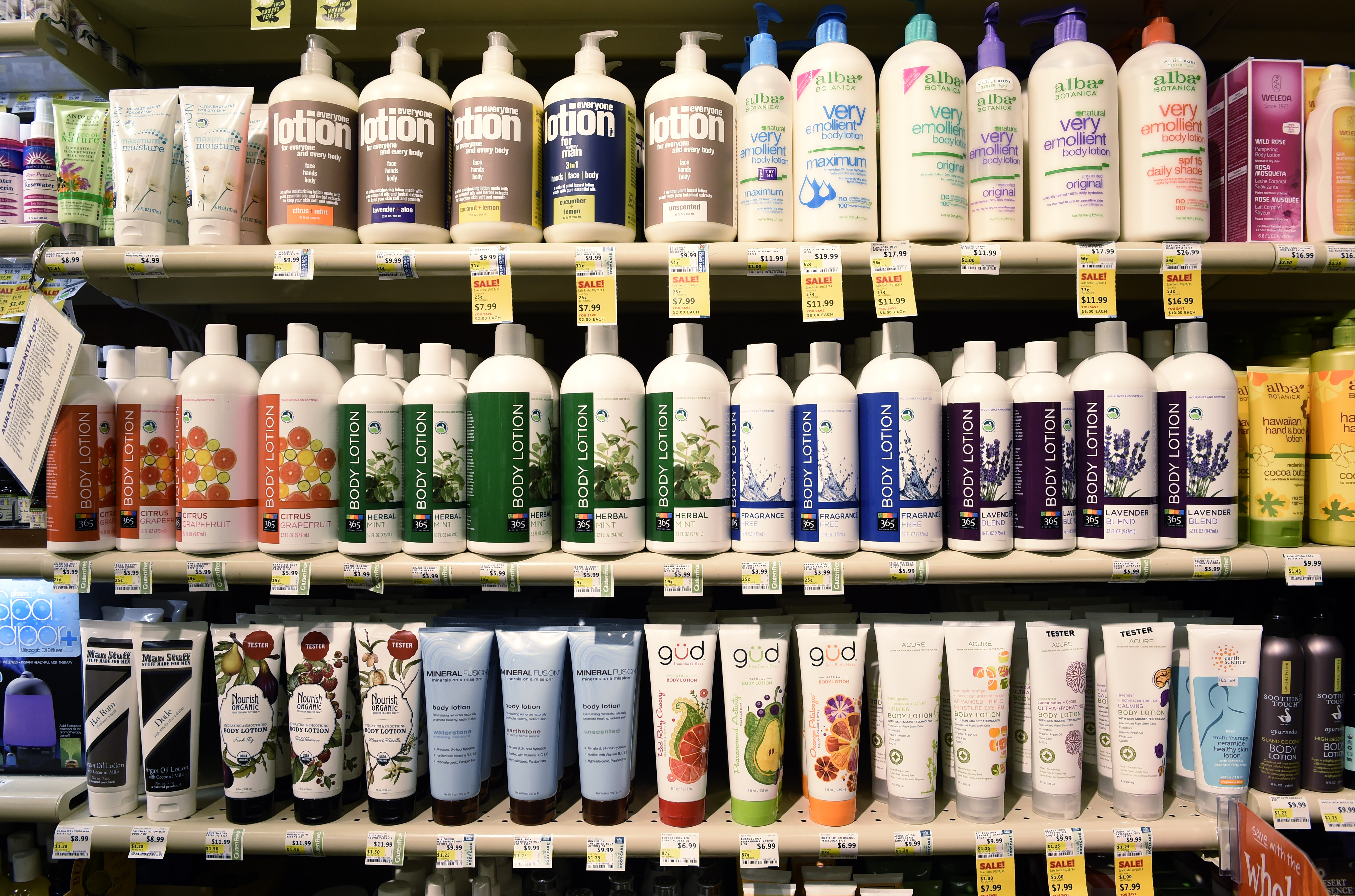 In this photo taken Oct. 9, 2014, body products on display at a Whole Foods in Washington. Theres a strict set of standards for organic foods. But the rules are looser for household cleaners, textiles, cosmetics and the organic dry cleaners down the street. Wander through the grocery store and check out the shelves where some detergents, hand lotions and clothing proclaim organic bona fides. Absent an Agriculture Department seal or certification, there are few ways to tell if those organic claims are bogus. Some retailers, like Whole Foods, have stepped in with their own requirements for what can be labeled organic. (AP Photo/Susan Walsh) (AP Photo/Susan Walsh)