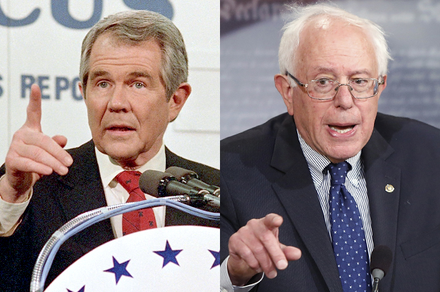 Pat Robertson in 1988, Bernie Sanders in 2014 (AP/Peter Southwick/Reuters/Jonathan Ernst)