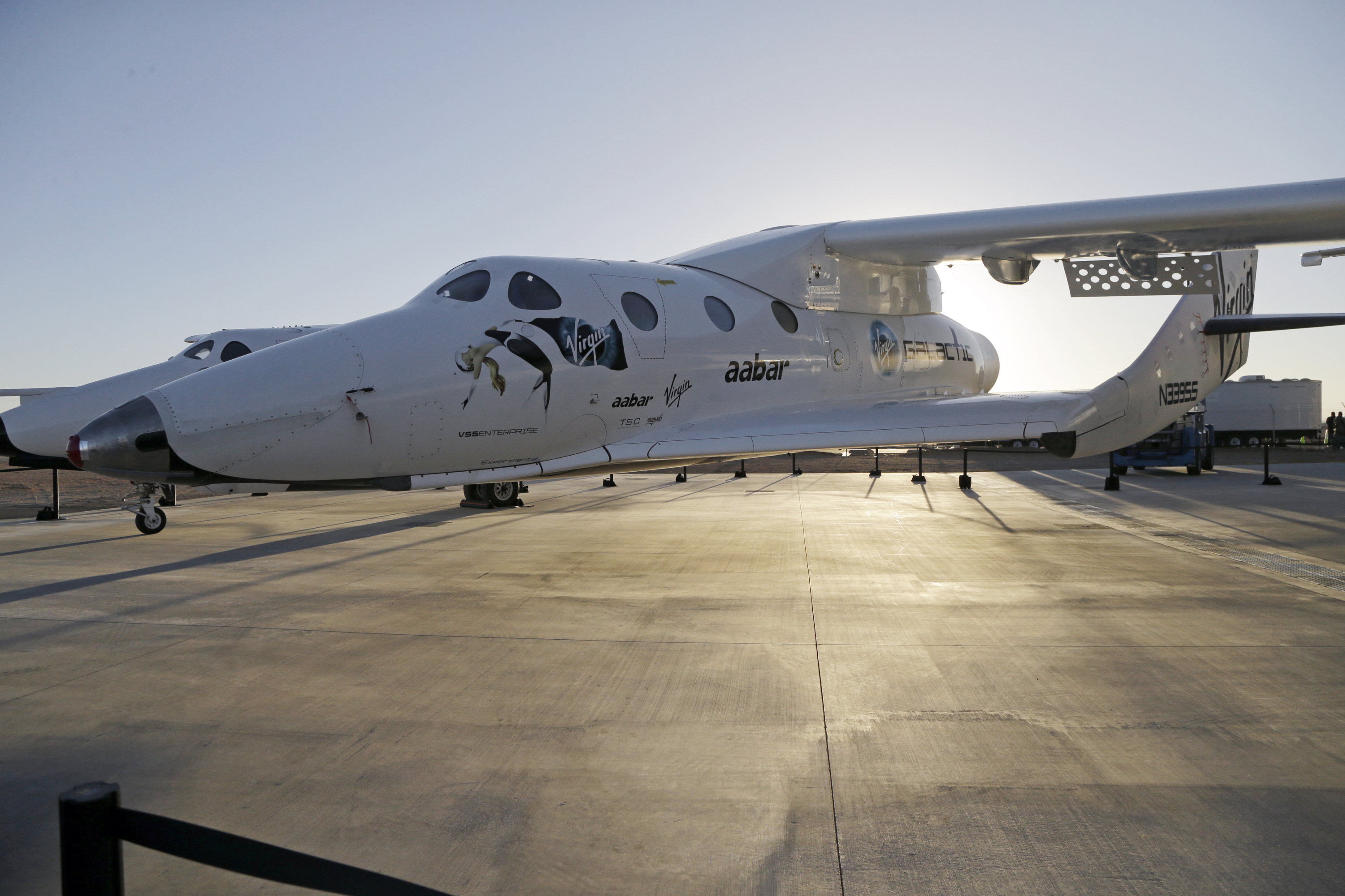 In this Sept. 25, 2013, file photo, shows Virgin Galactic's SpaceShipTwo at a Virgin Galactic hangar at Mojave Air and Space Port in Mojave, Calif. Virgin Galactic has reported an unspecified problem during a test flight of its SpaceShipTwo space tourism rocket. The company tweeted Friday, Oct. 31, 2014, morning that SpaceShipTwo was flying under rocket power and then tweeted that it had "experienced an in-flight anomaly." The tweet said more information would be forthcoming. (AP Photo/Reed Saxon, File)