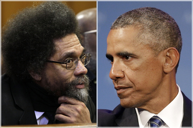 Cornel West, Barack Obama (AP/Richard Drew/Chuck Burton)