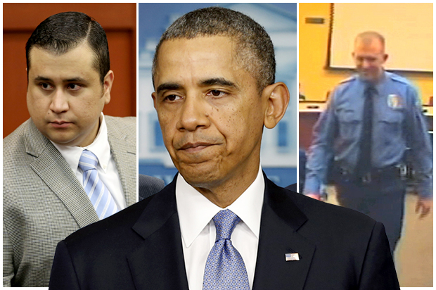 George Zimmerman, Barack Obama, Darren Wilson (AP/Gary W. Green/Reuters/Kevin Lamarque)