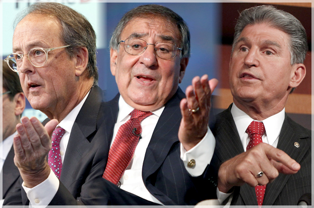 Erskine Bowles, Leon Panetta, Joe Manchin (Reuters/Brendan McDermid/Jonathan Ernst/Gary Cameron)