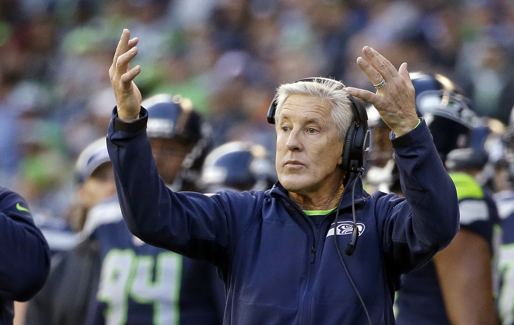 Seattle Seahawks head coach Pete Carroll. (AP Photo/Elaine Thompson)