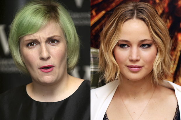 Lena Dunham, Jennifer Lawrence (AP/Joel Ryan/Reuters/Paul Hackett)