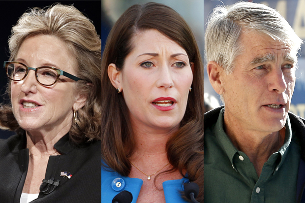 Kay Hagan, Alison Lundergan Grimes, Mark Udall (AP/Reuters/Gerry Broome/John Sommers II/Brennan Linsley)