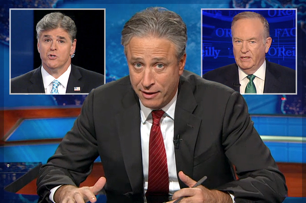 Sean Hannity, Jon Stewart, Bill O'Reilly (Comedy Central/Fox News/Photo montage by Salon)
