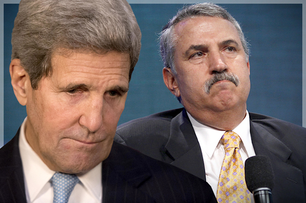 John Kerry, Thomas Friedman (Reuters/Lucas Jackson/AP/Matt Dunham/Photo montage by Salon)