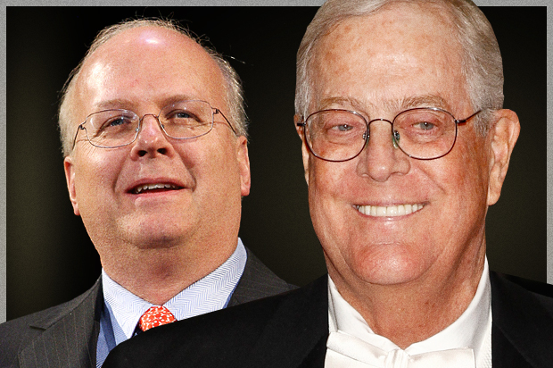 Karl Rove, David Koch (AP/Marion Curtis/Reuters/Carlo Allegri/Photo montage by Salon)