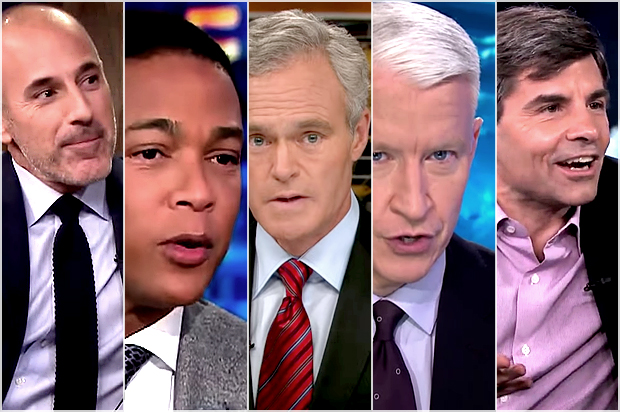 Matt Lauer, Don Lemon, Scott Pelley, Anderson Cooper, George George Stephanopoulos