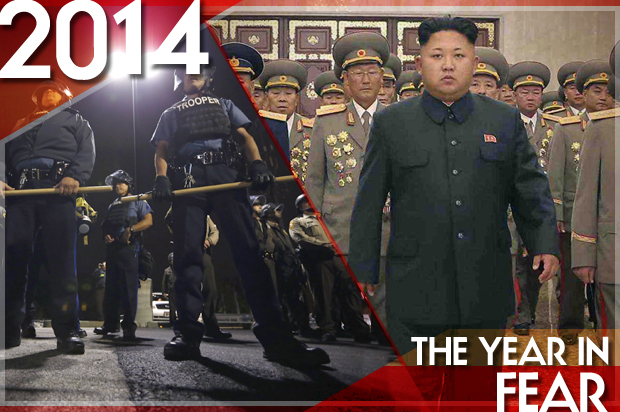 Police in Ferguson, Missouri, October 10, 2014; Kim Jong Un (Reuters/Jim Young/KCNA/Salon)