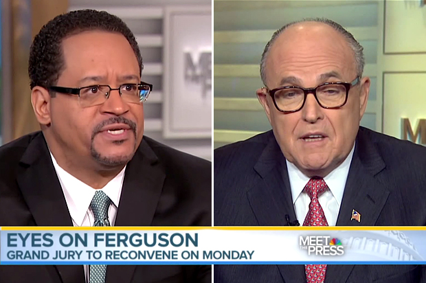 Michael Eric Dyson, Rudy Giuliani (NBC/Meet The Press/Screen montage by Salon)