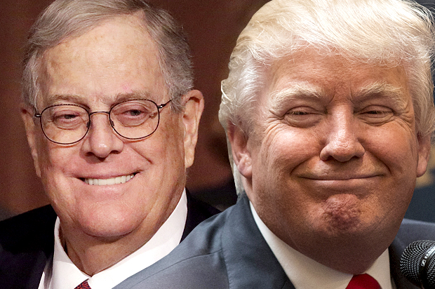 David Koch, Donald Trump (AP/Mark Lennihan/Reuters/Brendan Mcdermid/Photo montage by Salon)