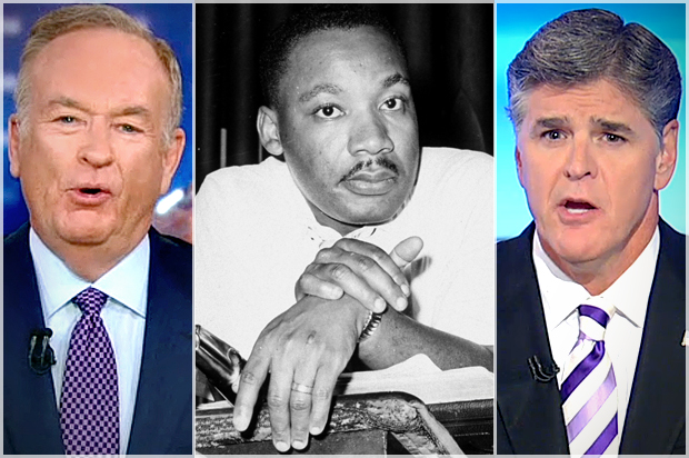 Bill O'Reilly, Martin Luther King, Jr., Sean Hannity (AP/Horace Cort/Fox News)