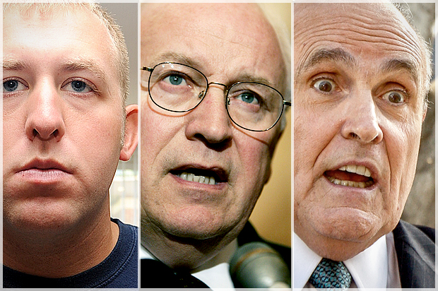 Darren Wilson, Dick Cheney, Rudy Giuliani (Reuters/Jason Reed/AP/Damian Dovarganes)