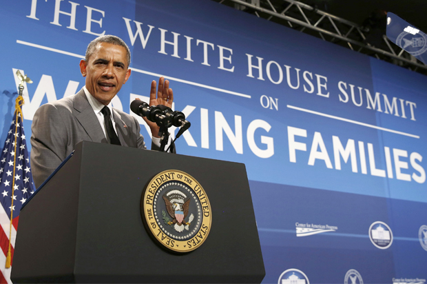 Barack Obama at the White House Summit on Working Families in Washington, June 23, 2014. (Reuters/Larry Downing)