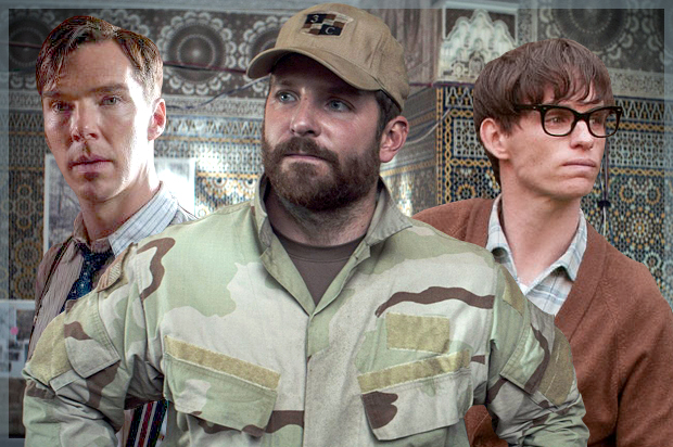 Benedict Cumberbatch in "The Imitation Game", Bradley Cooper in "American Sniper", Eddie Redmayne in "The Theory of Everything"