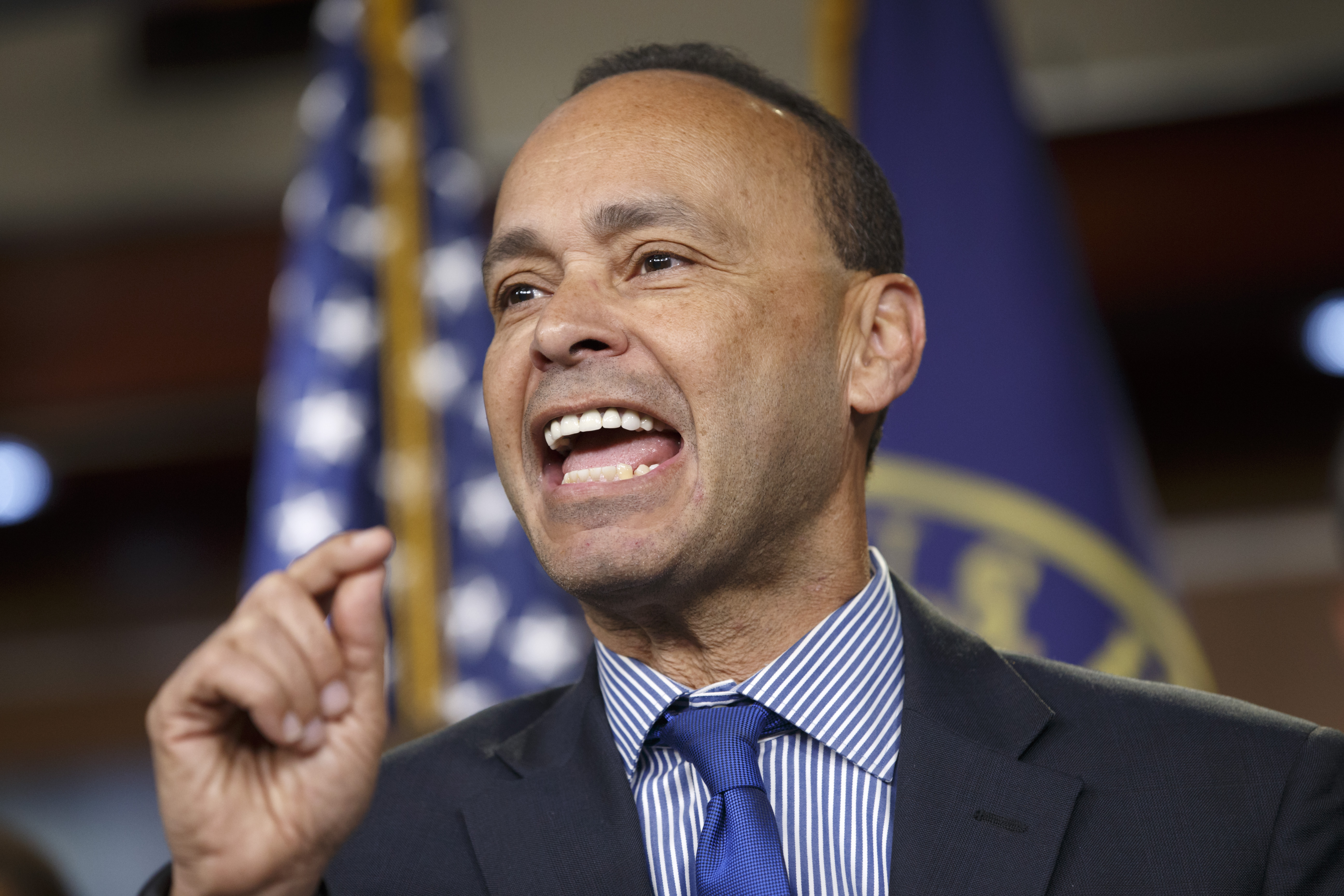 Rep. Luis Gutierrez, D-Ill., a leading advocate in the House for comprehensive immigration reform, leads a news conference with fellow Democrats on the implementation of President Barack Obama's executive actions to spare millions from immediate deportation, Tuesday, Jan. 13, 2015, on Capitol Hill in Washington.  (AP Photo/J. Scott Applewhite) (AP)