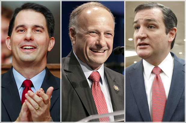 Scott Walker, Steve King, Ted Cruz (AP/Reuters/Andy Manis/Brian Frank/J. Scott Applewhite)