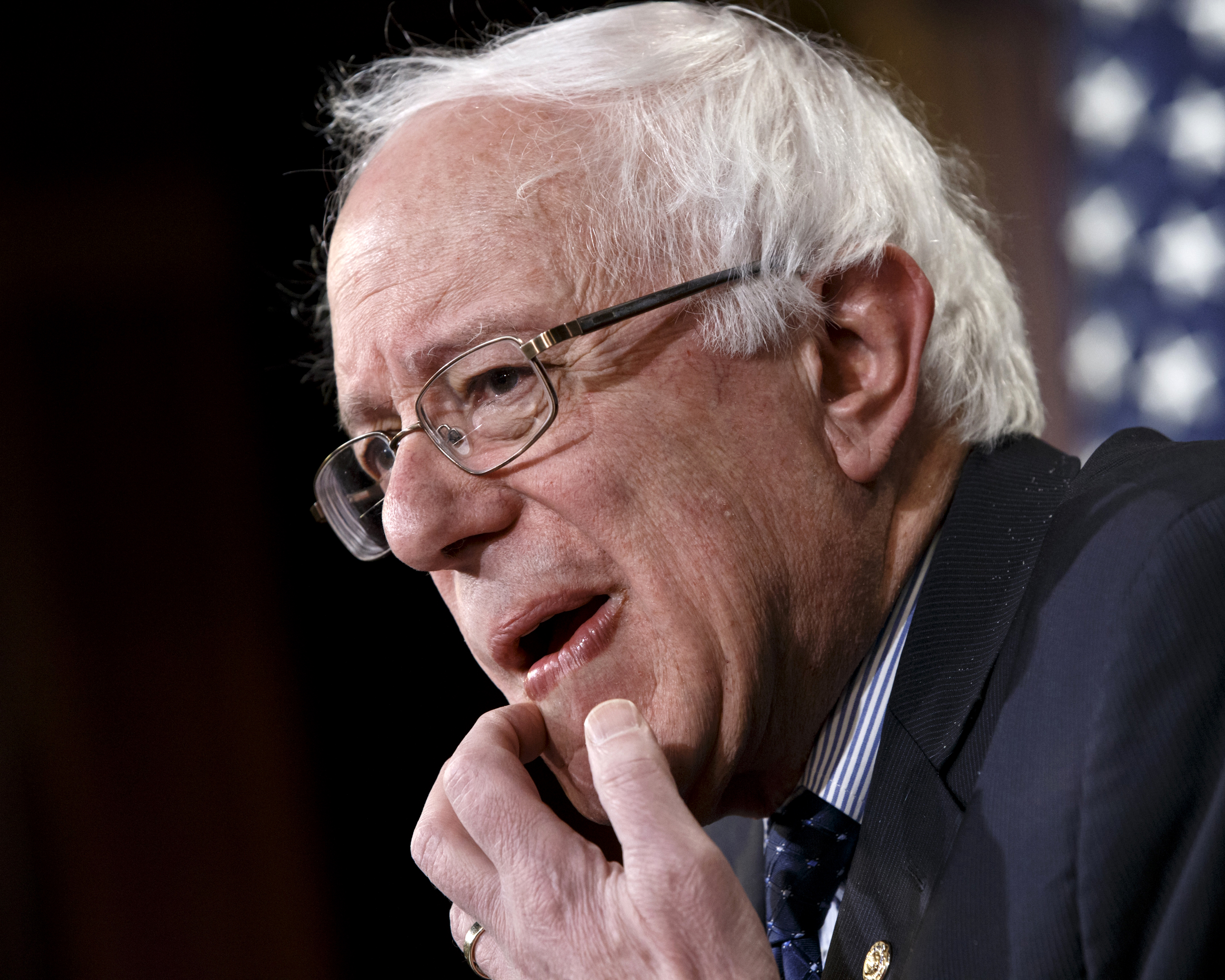 FILE - In this Jan. 16, 2015 photo, Sen. Bernie Sanders, I-Vt. gestures during a news conference on Capitol Hill in Washington. (AP/J. Scott Applewhite)