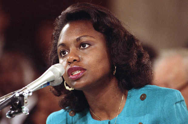 Anita Hill testifies before the Senate Judiciary Committee on Capitol Hill in Washington, Oct. 11, 1991. (AP/Greg Gibson)