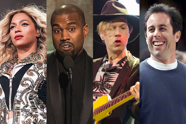 Beyonce, Kanye West, Beck, Jerry Seinfeld (AP/Robin Harper/Kevin Wolf/Paul A. Hebert/Reuters)