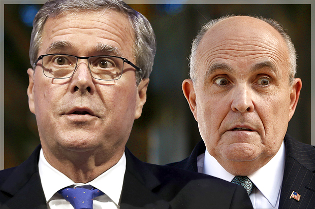Jeb Bush, Rudy Giuliani (Reuters/Rebecca Cook/AP/Damian Dovarganes/Photo montage by Salon)