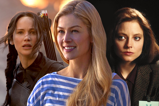 Jennifer Lawrence in "The Hunger Games: Mockingjay - Part 1", Rosamund Pike in "Gone Girl", Jodie Foster in "The Silence of the Lambs"