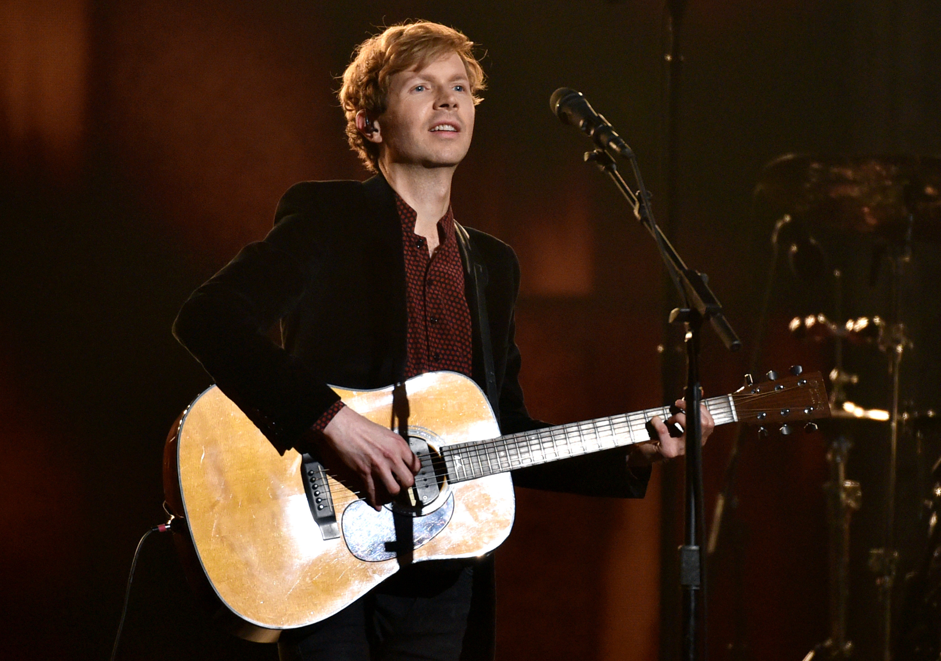 Beck performs at the 57th annual Grammy Awards on Sunday, Feb. 8, 2015, in Los Angeles. (Photo by John Shearer/Invision/AP) (John Shearer/invision/ap)