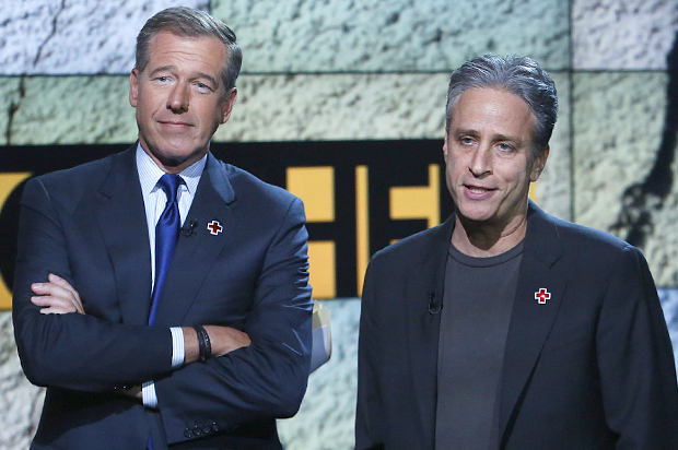Brian Williams, Jon Stewart (AP/Heidi Gutman)