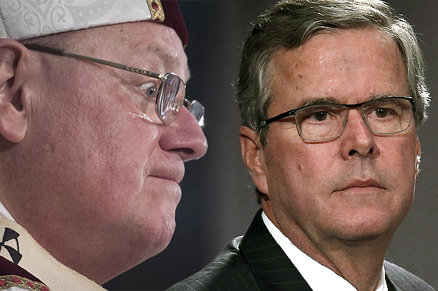 Cardinal Timothy Dolan, Jeb Bush (Reuters/Carlo Allegri/Jim Young/Photo montage by Salon)
