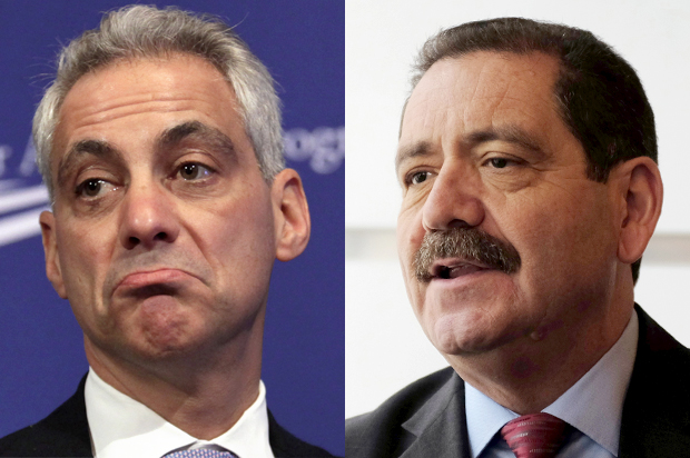 Rahm Emanuel, Jesus "Chuy" Garcia (Reuters/Yuri Gripas/AP/Kiichiro Sato)