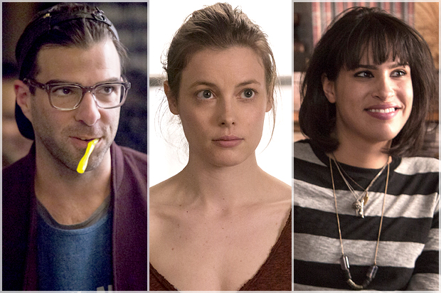 Zach Quinto, Gillian Jacobs and Desiree Akhavan in "Girls" (HBO/Craig Blankenhorn)