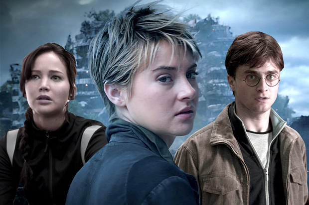 Jennifer Lawrence in "The Hunger Games: Catching Fire," Shailene Woodley in "Insurgent," Daniel Radcliffe in "Harry Potter and the Deathly Hallows: Part 2" (Lionsgate//Warner Bros. Entertainment/Salon)