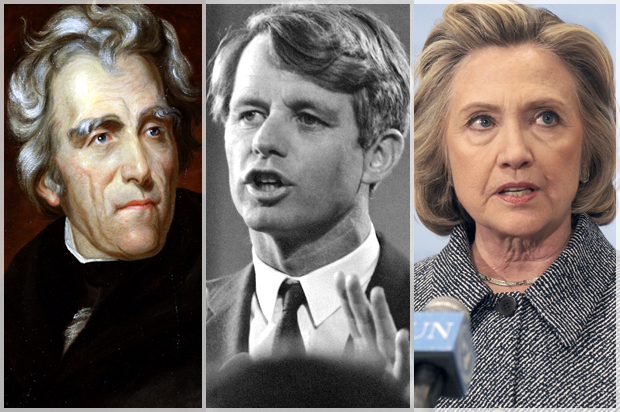 Andrew Jackson, Robert F. Kennedy, Hillary Clinton (Wikimedia/AP/Demis Maryannakis)