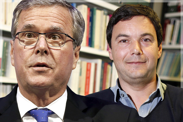 Jeb Bush, Thomas Piketty (Reuters/Rebecca Cook/Charles Platiau/Photo montage by Salon)