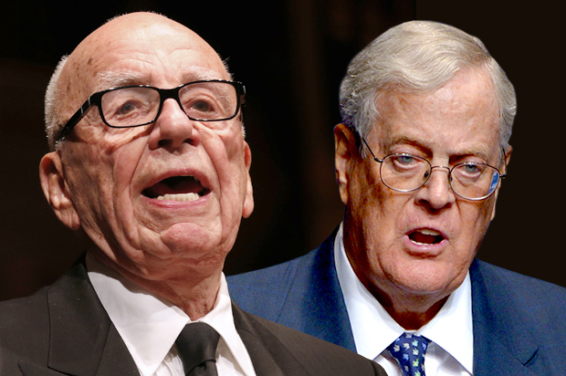 Rupert Murdoch, David Koch (Reuters/David Gray/AP/Phelan M. Ebenhack)