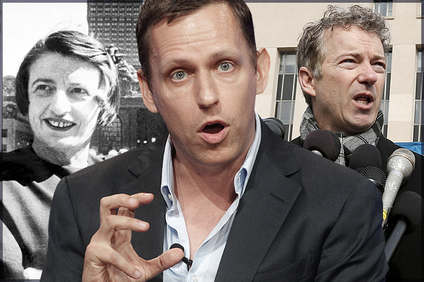 Ayn Rand, Peter Thiel, Rand Paul (AP/Reuters/Fred Prouser/Charles Dharapak/Photo montage by Salon)