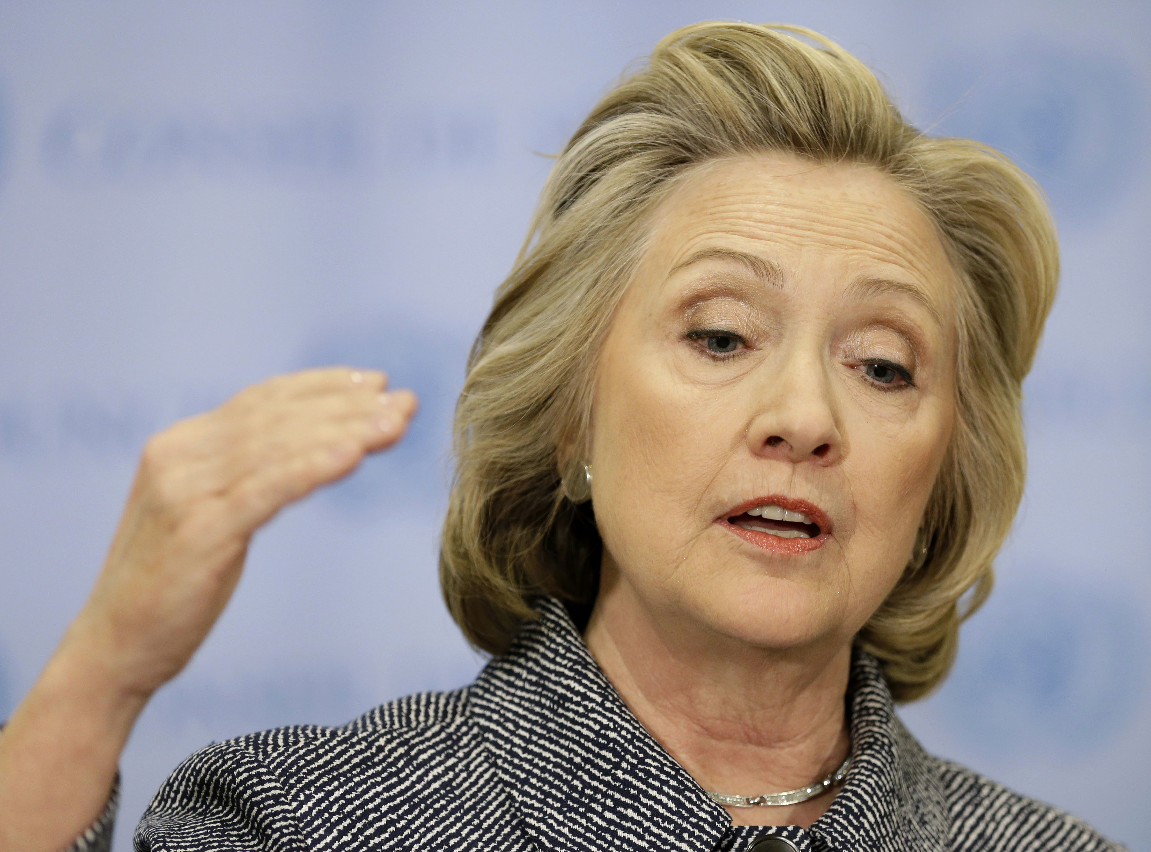 FILE - In this March 10, 2015 file photo, former Secretary of State Hillary Rodham Clinton speaks to the reporters at United Nations headquarters. In the never-ending quest to preserve the government's history, there have been plenty of weapons of mass destruction. Before there were delete keys on computers, there were paper shredders, "erase" buttons on tape recorders and trash cans. The current dustup over access to Hillary Rodham Clinton's emails as secretary of state is causing historians and government record-keepers alike to take stock of what may be a best-of-times, worst-of-times moment for saving government records.  (AP Photo/Seth Wenig, File) (AP)