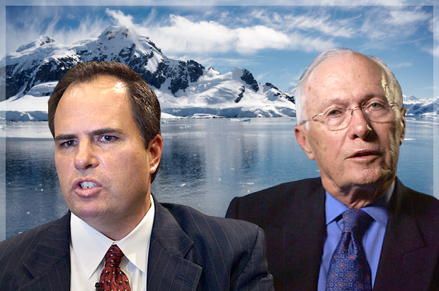 James Taylor of the Heartland Institute (left) and William O'Keefe of the George C. Marshall Institute, as seen in "Merchants of Doubt" (Sony Pictures Classics/<a href='http://www.shutterstock.com/gallery-427771p1.html'>Patrick Poendl</a> via <a href='http://www.shutterstock.com/'>Shutterstock</a>/Photo montage by Salon)