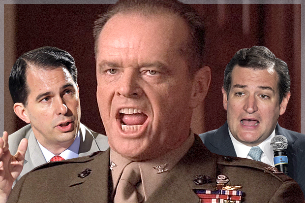 Scott Walker, Jack Nicholson in "A Few Good Men," Ted Cruz (AP/Mark Humphrey/Tristar/Reuters/Lucas Jackson/Photo montage by Salon)
